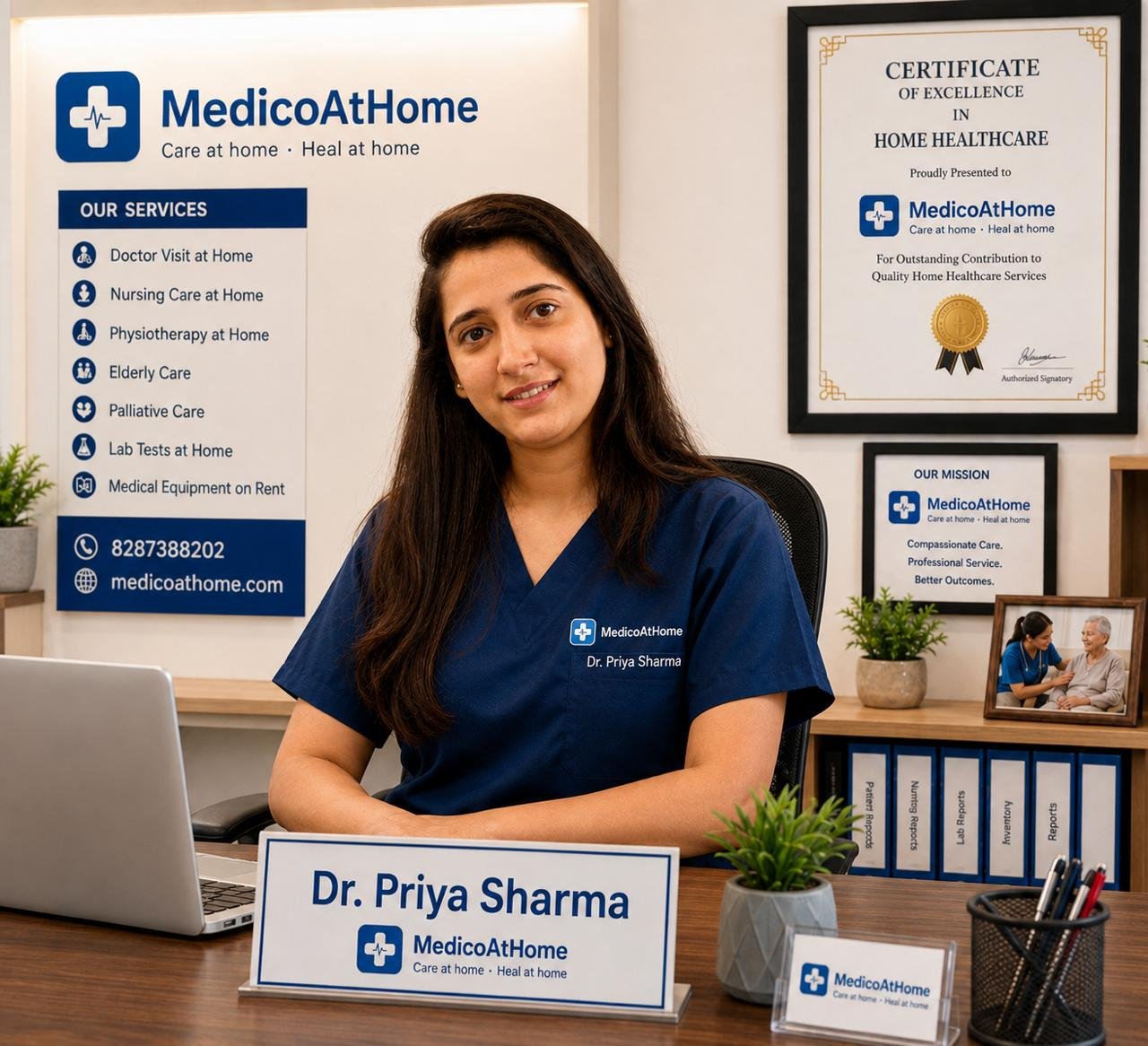 Dr. Priya Sharma, MedicoAtHome care coordinator