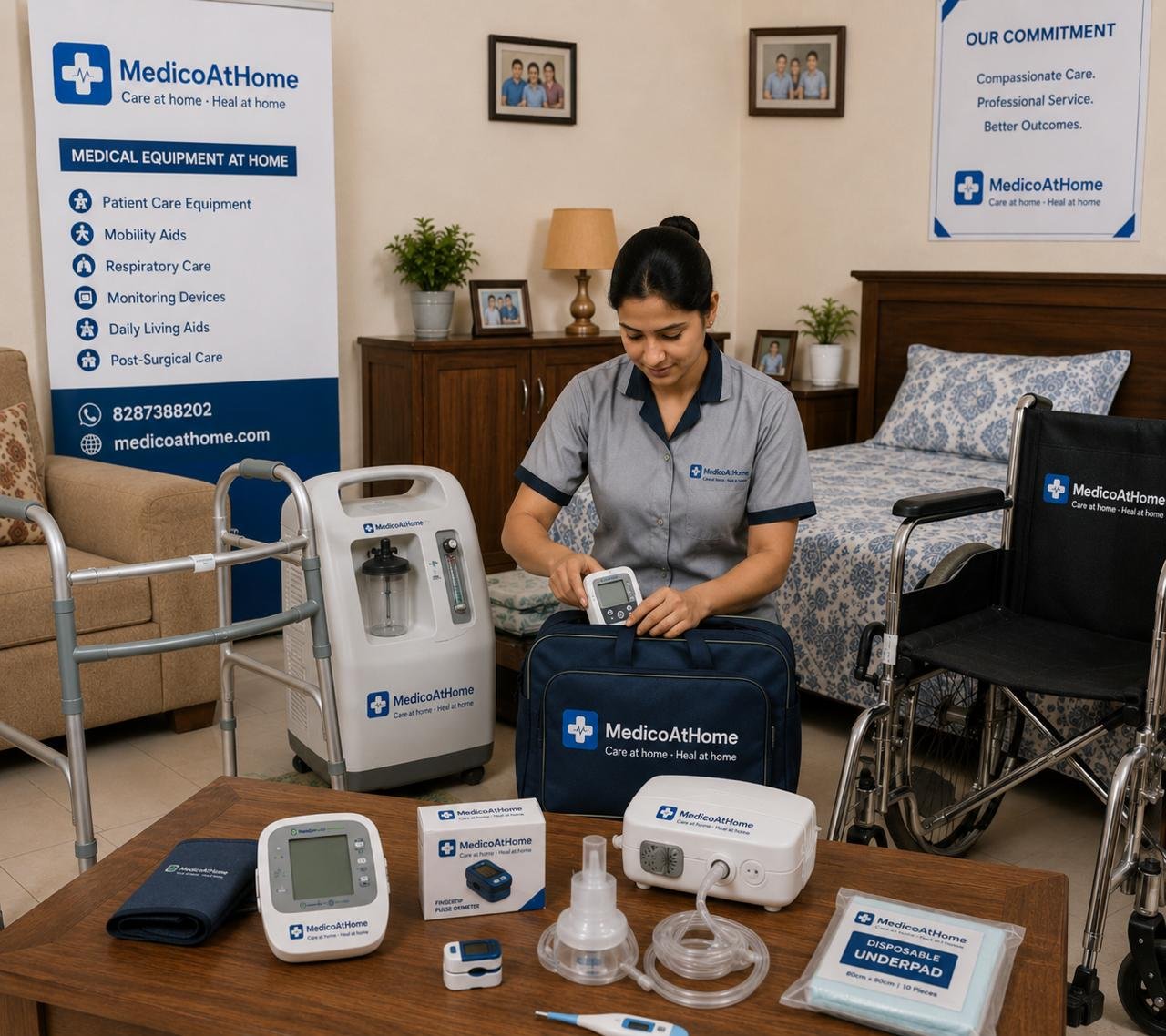Nurse providing home healthcare in Delhi